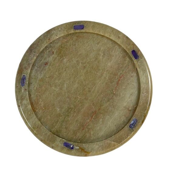 Handcrafted Stone Coasters With Wooden Holder Set Of 4 4" Diameter Onyx With Lip - Picture 14 of 16